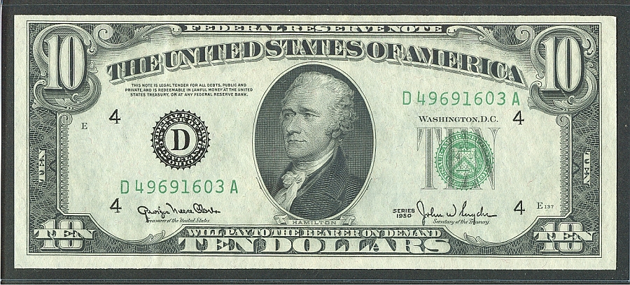 Fr.2010-D Narrow, 1950 $10 Cleveland Federal Reserve Note, vChAU